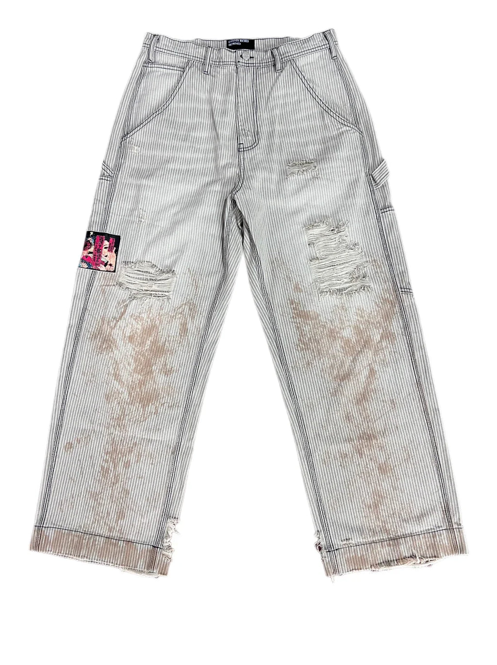 Enfants Riches Déprimés Distressed & Stained Denim Jeans - Light Blue