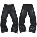 Gallery Dept. Cross Print Distressed Washed Black Denim Jeans