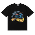 Rhude Tropical Beach Hut Palm Tree Retro Black Oversized T‑Shirt