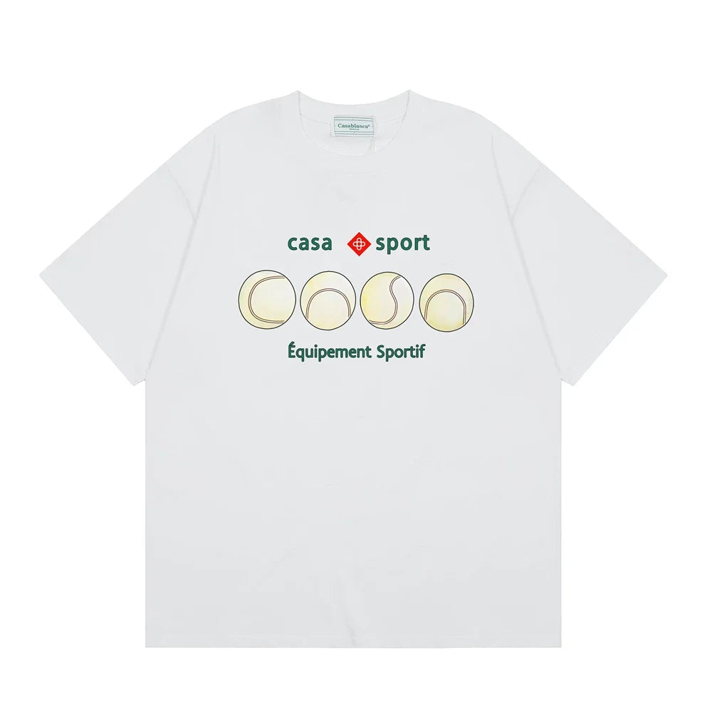 Casablanca Sport Tennis Ball Row T-Shirt - White