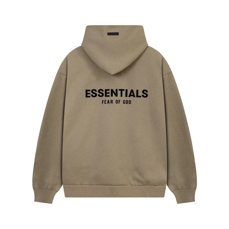 Fear Of God Essentials Back Logo Oversized Hoodie Taupe
