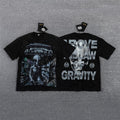 GLAZA GOD Men's Cyberpunk Graphic Oversized T-Shirt – Futuristic Streetwear Double-Sided Print Casual Tee
