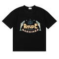 Rhude Cannes Sardines Fish Retro Nautical Black Oversized T‑Shirt