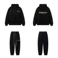 Fear Of God Essentials Gold Logo Hoodie Sweatpants Tracksuit Set Black