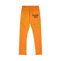 Gallery Dept. "GALERIE DEPT." Lime Green Tie-Dye Wash Contrast Panel Sweatpants - Orange