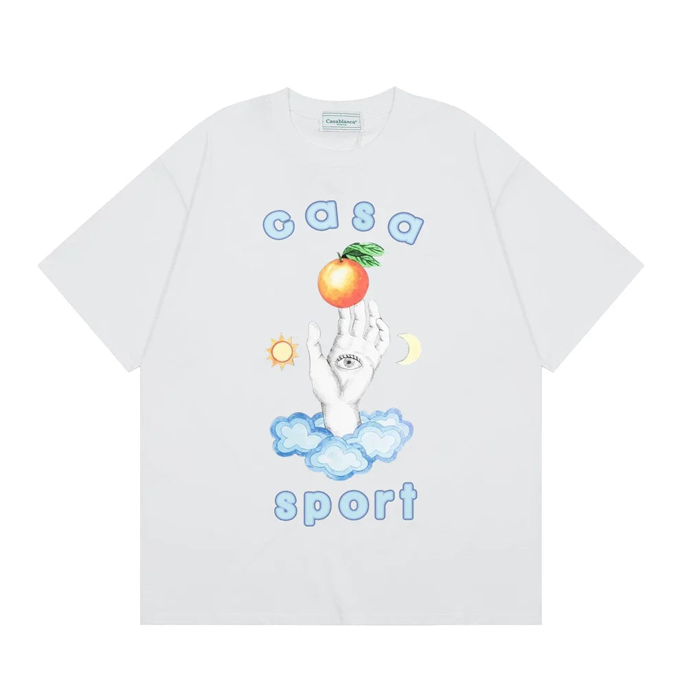 Casablanca Sport Hand & Orange Graphic T-Shirt - White