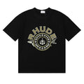 Rhude Ornate Crest Circular Emblem Vintage Black Oversized T‑Shirt