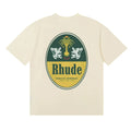 Rhude Vintage Oval Crest Back Logo Cream Oversized T‑Shirt