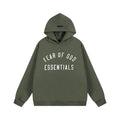 Fear Of God Essentials Vintage Letter Print Pullover Hoodie Olive Green