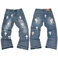 Gallery Dept. Paint Splatter & Patchwork Distressed Charcoal Denim Jeans