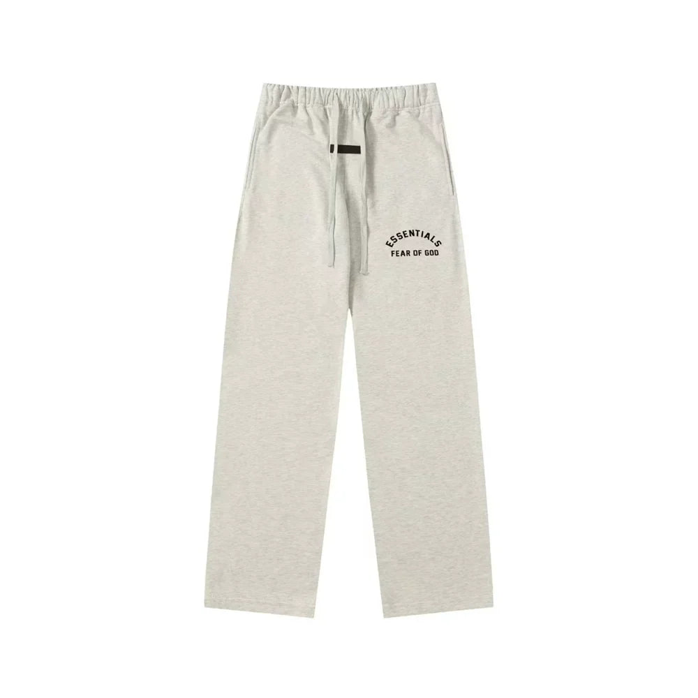 Fear Of God Essentials Logo Straight‑Leg Sweatpants Light Oat Heather