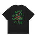 Anti Social Social Club Snake Green Logo T-Shirt - Black