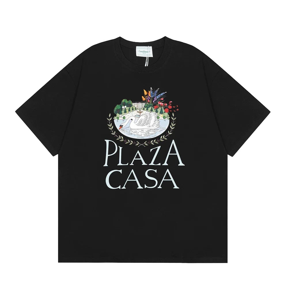 Casablanca Plaza Casa Floral Fountain T-Shirt - Black
