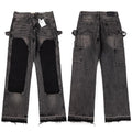 Gallery Dept. Cross Patch Distressed Light Wash Denim Jeans