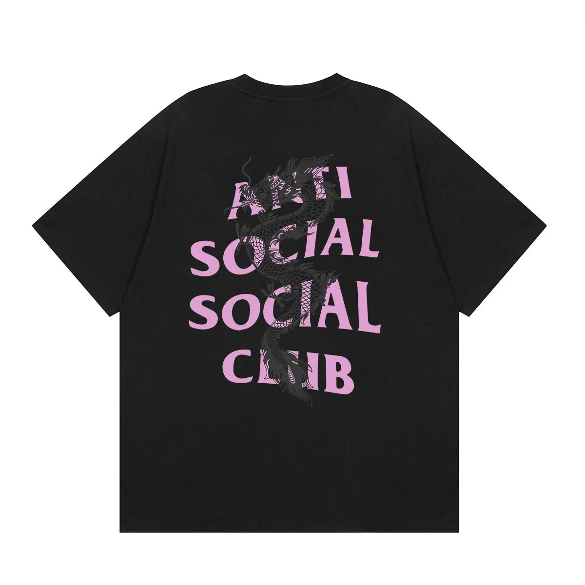 Anti Social Social Club Dragon Pink Logo T-Shirt - Black