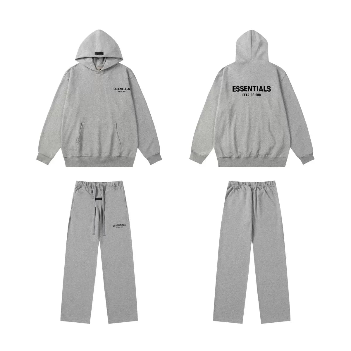 Fear Of God Essentials Hoodie Wide Leg Sweatpants 2‑Piece Set Medium Heather Grey