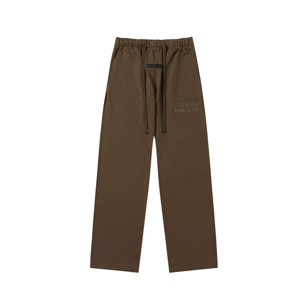 Fear Of God Essentials Tone‑on‑Tone Text Logo Straight‑Leg Sweatpants Dark Brown