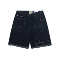 Gallery Dept. Distressed Paint Splatter Black Denim Shorts