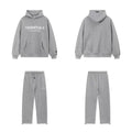 Fear Of God Essentials Hot Stamped Double‑Line Hoodie Sweatpants 2‑Pieces Tracksuit Set Heather Grey