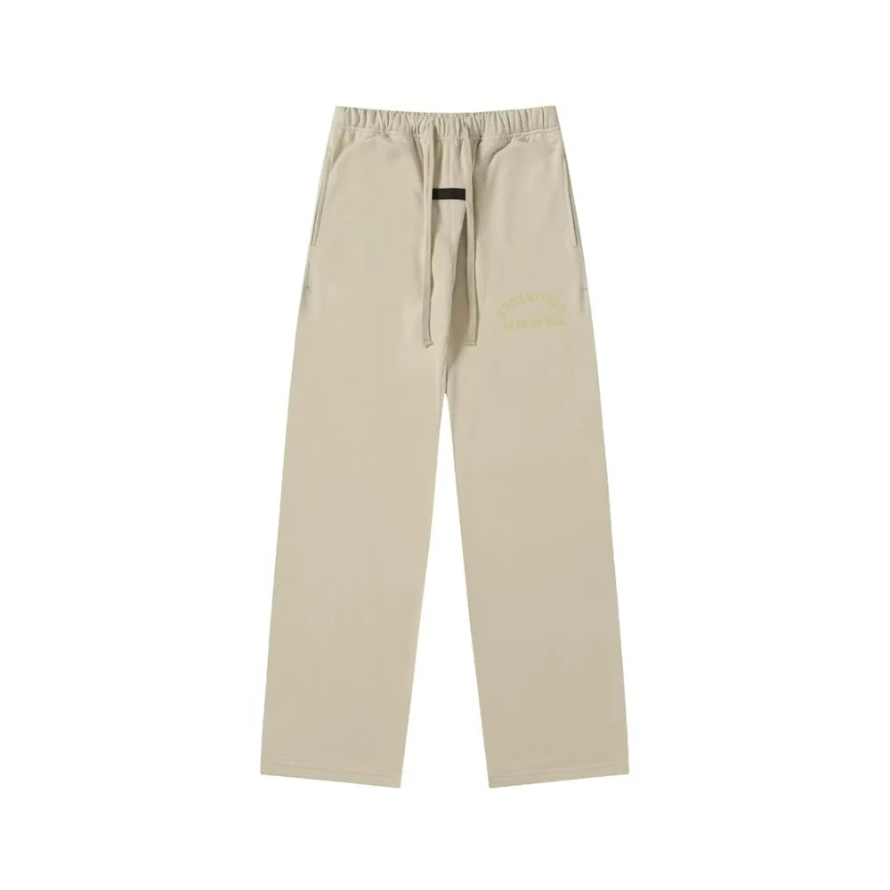 Fear Of God Essentials Arched Logo Straight‑Leg Sweatpants Cream Beige