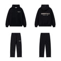 Fear Of God Essentials Double‑Line Hoodie Sweatpants 2‑Pieces Tracksuit Set Black