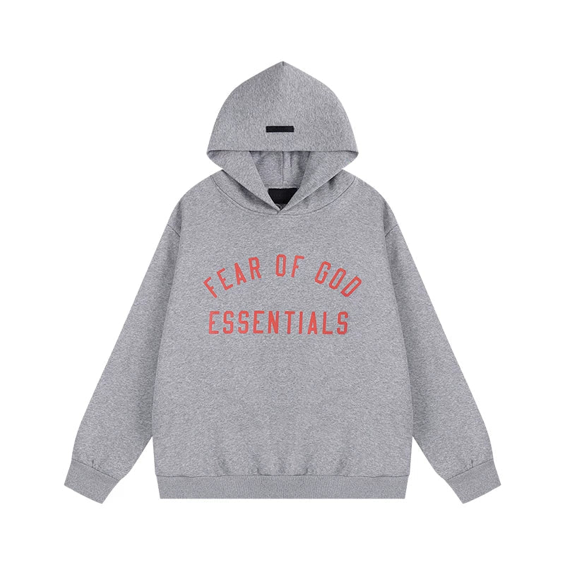 Fear Of God Essentials Vintage Letter Print Pullover Hoodie Medium Heather Grey