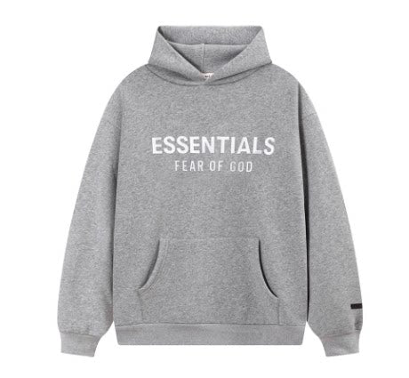 Fear Of God Essentials Hot Stamped Large Logo Pullover Hoodie Medium Heather Grey