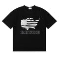Rhude USA Map American Flag Graphic Black Oversized T‑Shirt
