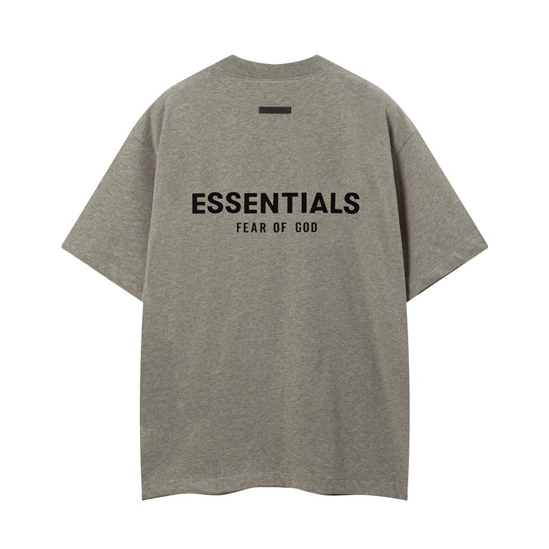 Fear Of God Essentials Double Line Back Logo Oversized T‑Shirt Moss Taupe